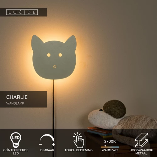 Lucide CHARLIE - Wandlamp Kinderkamer - LED Dimb. - 1x7W 2700K - Groen - USP